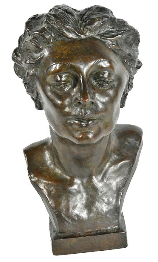 Bust of Katharine Cornell by Malvina Cornell Hoffman (1887-1966), bronze, signed at base, dated 1962. Height: 17 inches. Estimate: $2,000-$4,000. Image courtesy of Gray’s Auctioneers.
